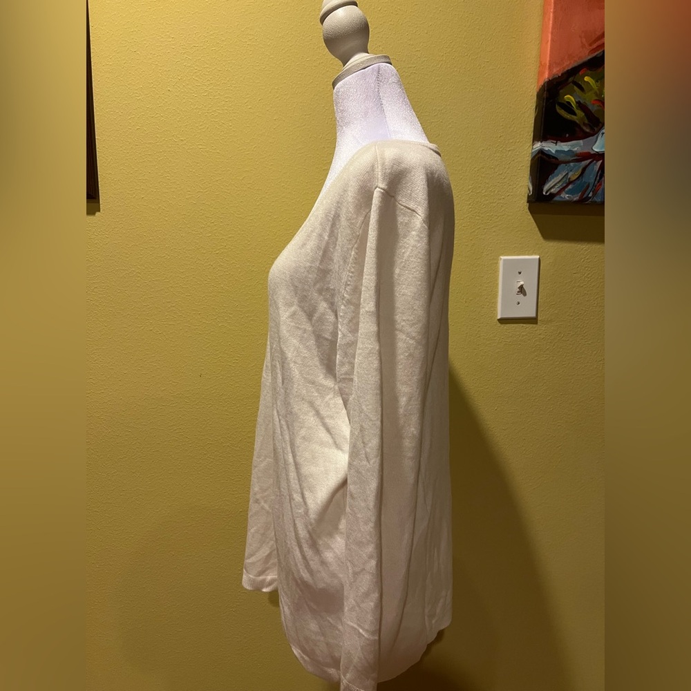 White Extra Soft V-Neck Sweater, Women’s XL